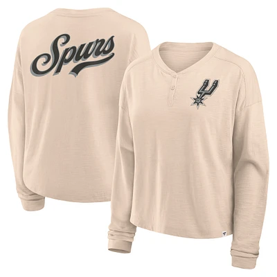 Women's Fanatics Natural San Antonio Spurs Boxed Out Drop Fashion Long Sleeve T-Shirt