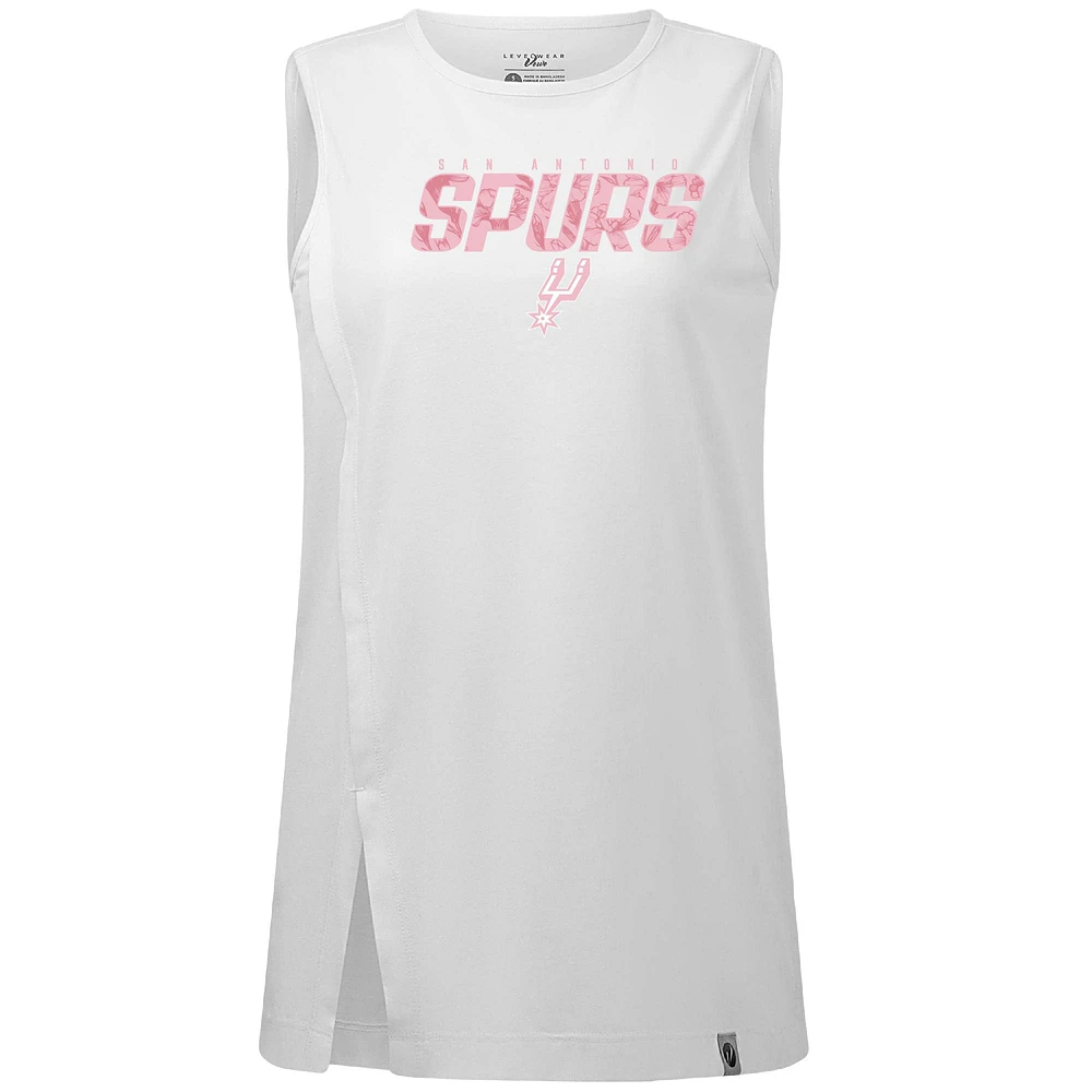 Débardeur à fleurs Influx blanc pour femme de Levelwear des San Antonio Spurs