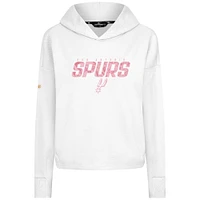 Women's Levelwear  White San Antonio Spurs Mother's Day Sweet Floral Cropped Tri-Blend Pullover Hoodie