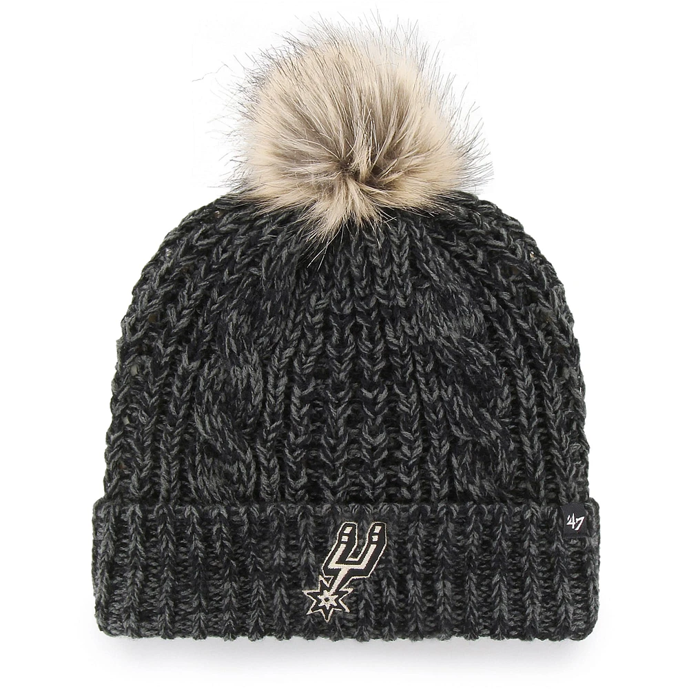 Bonnet en tricot à revers Meeko San Antonio Spurs '47 noir pour femme avec pompon