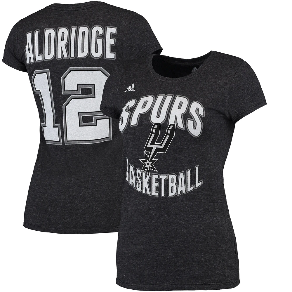 T-shirt adidas LaMarcus Aldridge noir San Antonio Spurs avec nom et numéro pour femme