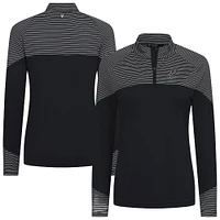 Women's Levelwear Black San Antonio Spurs Classic Stripes Quarter-Zip Top