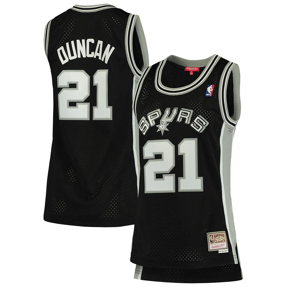 Maillot Mitchell & Ness Tim Duncan noir San Antonio Spurs 1998/99 Hardwood Classics Swingman pour femme