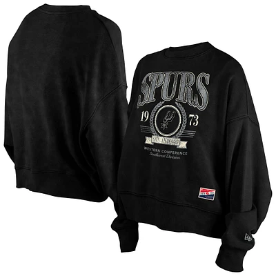 Sweat-shirt oversize noir San Antonio Spurs Throwback Vintage Enzyme Wash pour femme de New Era