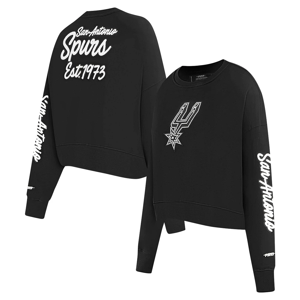 Women's Pro Standard Black San Antonio Spurs Paint The City Cropped Pullover Sweatshirt