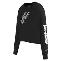 Women's Pro Standard Black San Antonio Spurs Paint The City Cropped Pullover Sweatshirt