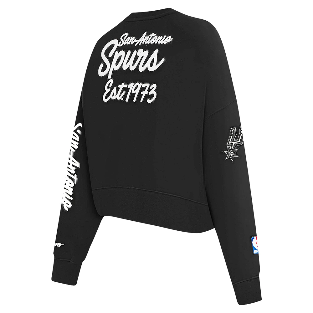 Women's Pro Standard Black San Antonio Spurs Paint The City Cropped Pullover Sweatshirt