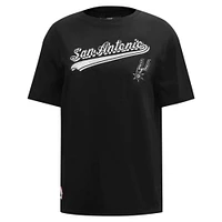 T-shirt Pro Standard noir San Antonio Spurs Script Boyfriend pour femmes