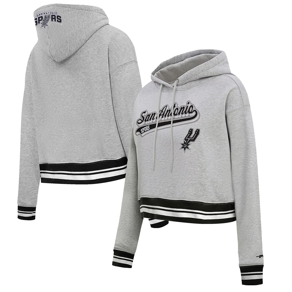 Sweat à capuche court Pro Standard pour femmes, gris chiné, San Antonio Spurs, Script Tail