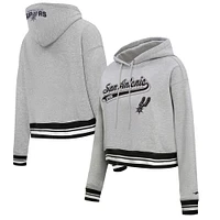 Women's Pro Standard Heather Gray San Antonio Spurs Script Tail Cropped Pullover Hoodie