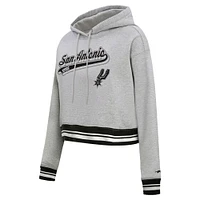 Women's Pro Standard Heather Gray San Antonio Spurs Script Tail Cropped Pullover Hoodie