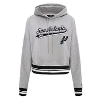 Women's Pro Standard Heather Gray San Antonio Spurs Script Tail Cropped Pullover Hoodie