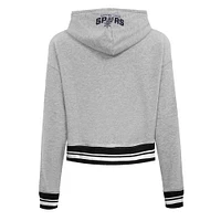 Women's Pro Standard Heather Gray San Antonio Spurs Script Tail Cropped Pullover Hoodie