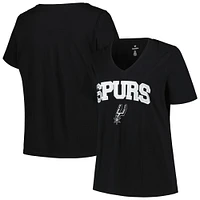 Profil pour femme Noir San Antonio Spurs Grande taille Arch sur logo T-shirt à col en V