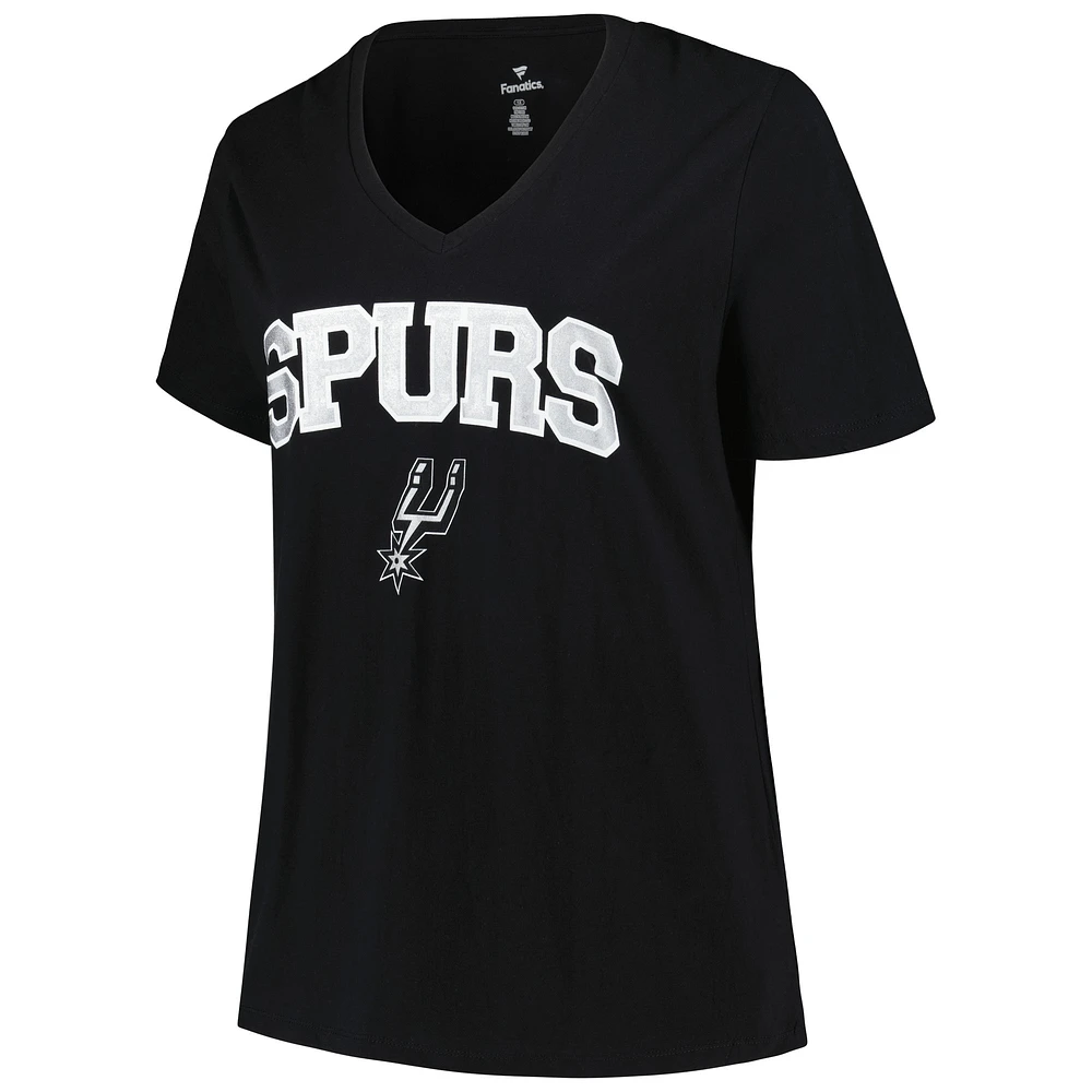 Profil pour femme Noir San Antonio Spurs Grande taille Arch sur logo T-shirt à col en V