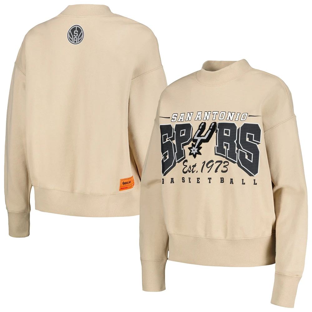 Qore Cream San Antonio Spurs Sweat-shirt surdimensionné et confortable à col montant pour femme