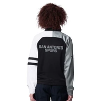 Women's Starter Black San Antonio Spurs Line Up Dolman Raglan Full-Zip Track Jacket