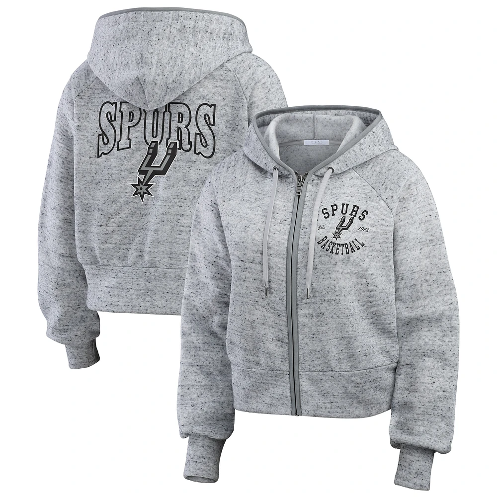 Sweat à capuche zippé intégral Speckled Radiator de San Antonio Spurs pour femme WEAR by Erin Andrews Heather Gray