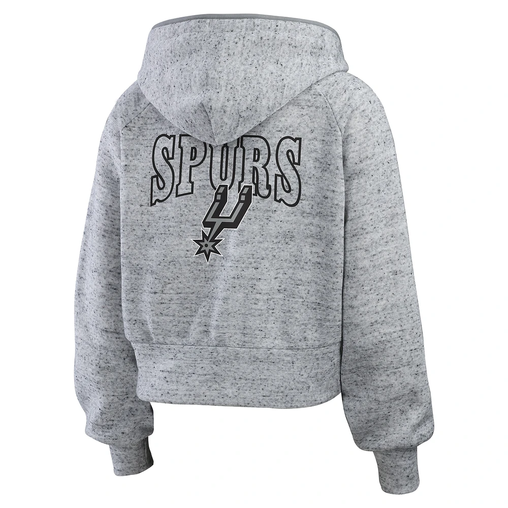 Sweat à capuche zippé intégral Speckled Radiator de San Antonio Spurs pour femme WEAR by Erin Andrews Heather Gray