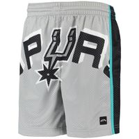 Youth Gray San Antonio Spurs Hardwood Classics Throwback Big Face Mesh Shorts