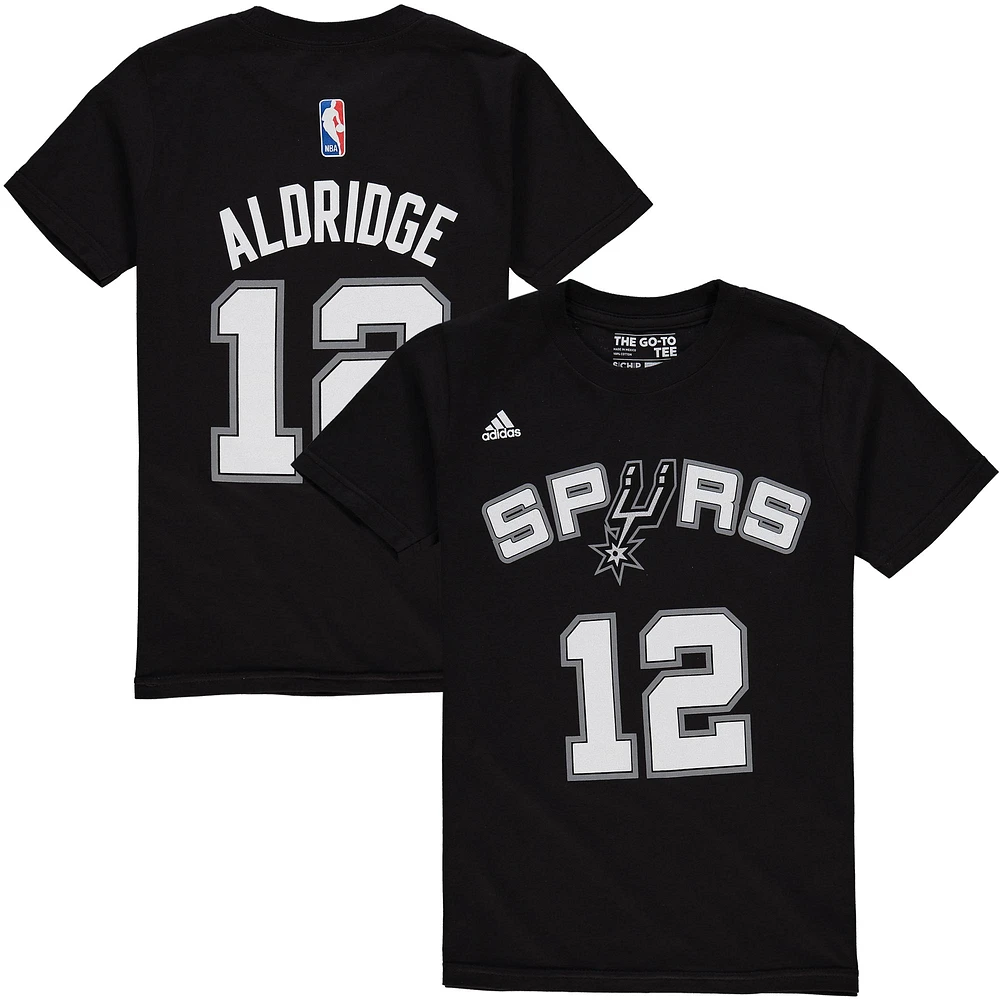 LaMarcus Aldridge - T-shirt San Antonio Spurs Game Time Flat Name & Number noir pour jeune