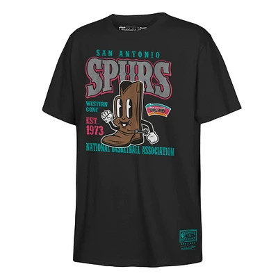 T-shirt noir rétro Mitchell & Ness pour jeunes avec inscription « San Antonio Spurs »