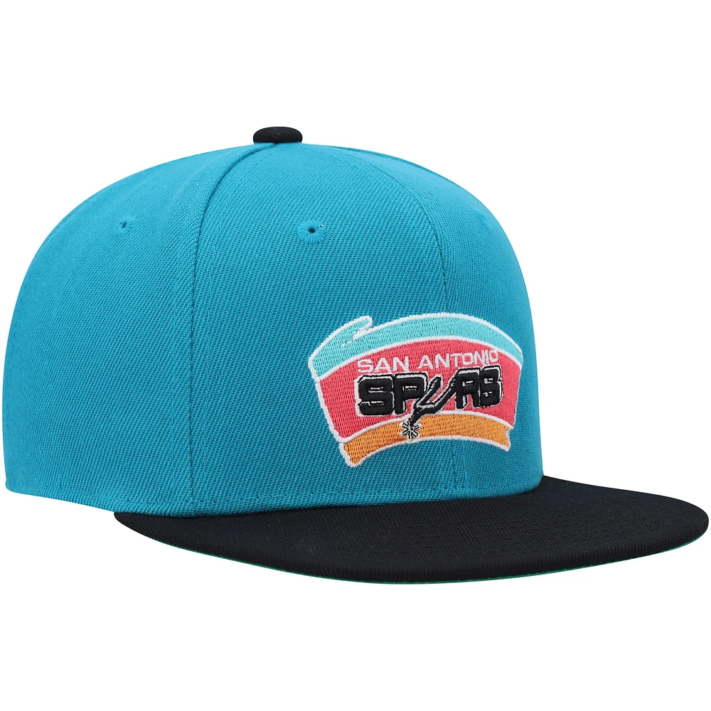 Casquette snapback bicolore San Antonio Spurs bleu sarcelle/noir Mitchell & Ness pour jeune