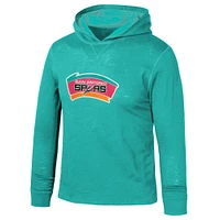Youth Mitchell & Ness Teal San Antonio Spurs Hardwood Classics Legendary Slub Lightweight Pullover Hoodie