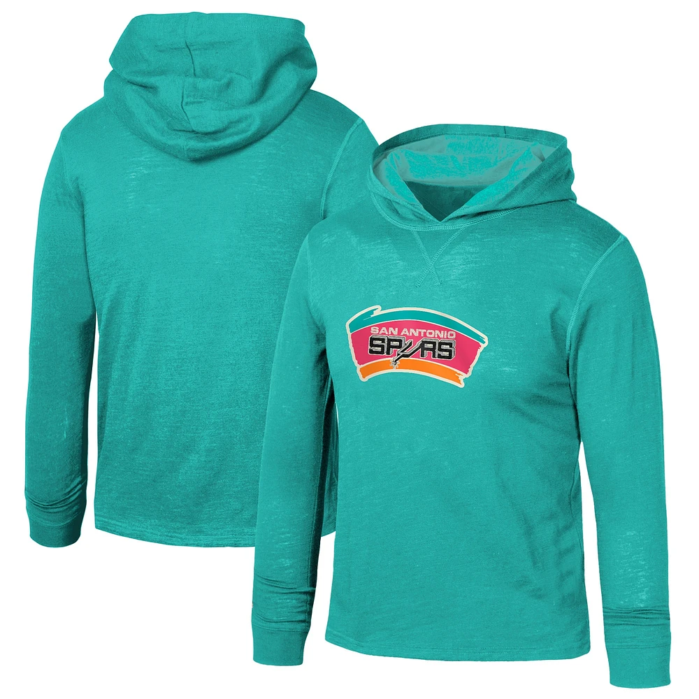 Youth Mitchell & Ness Teal San Antonio Spurs Hardwood Classics Legendary Slub Lightweight Pullover Hoodie