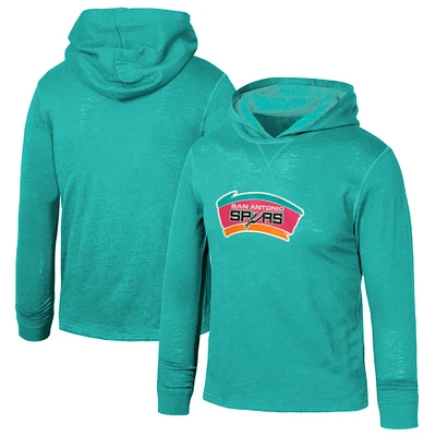Youth Mitchell & Ness Teal San Antonio Spurs Hardwood Classics Legendary Slub Lightweight Pullover Hoodie