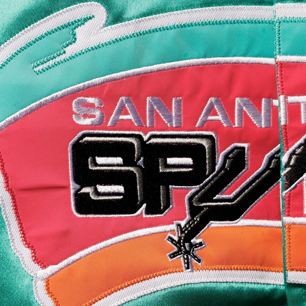 Youth Mitchell & Ness Teal San Antonio Spurs Hardwood Classics Satin Raglan Full-Snap Jacket