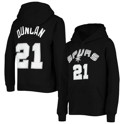 Chandail à capuchon pour jeune Mitchell & Ness Tim Duncan Noir San Antonio Spurs Hardwood Classics Name Number