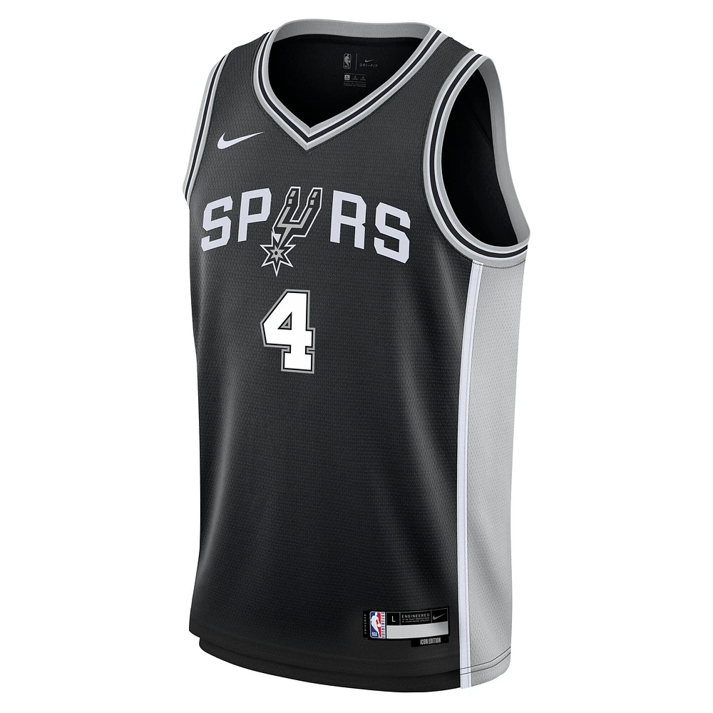 Youth Nike De'Aaron Fox Black San Antonio Spurs Swingman Jersey - Icon Edition