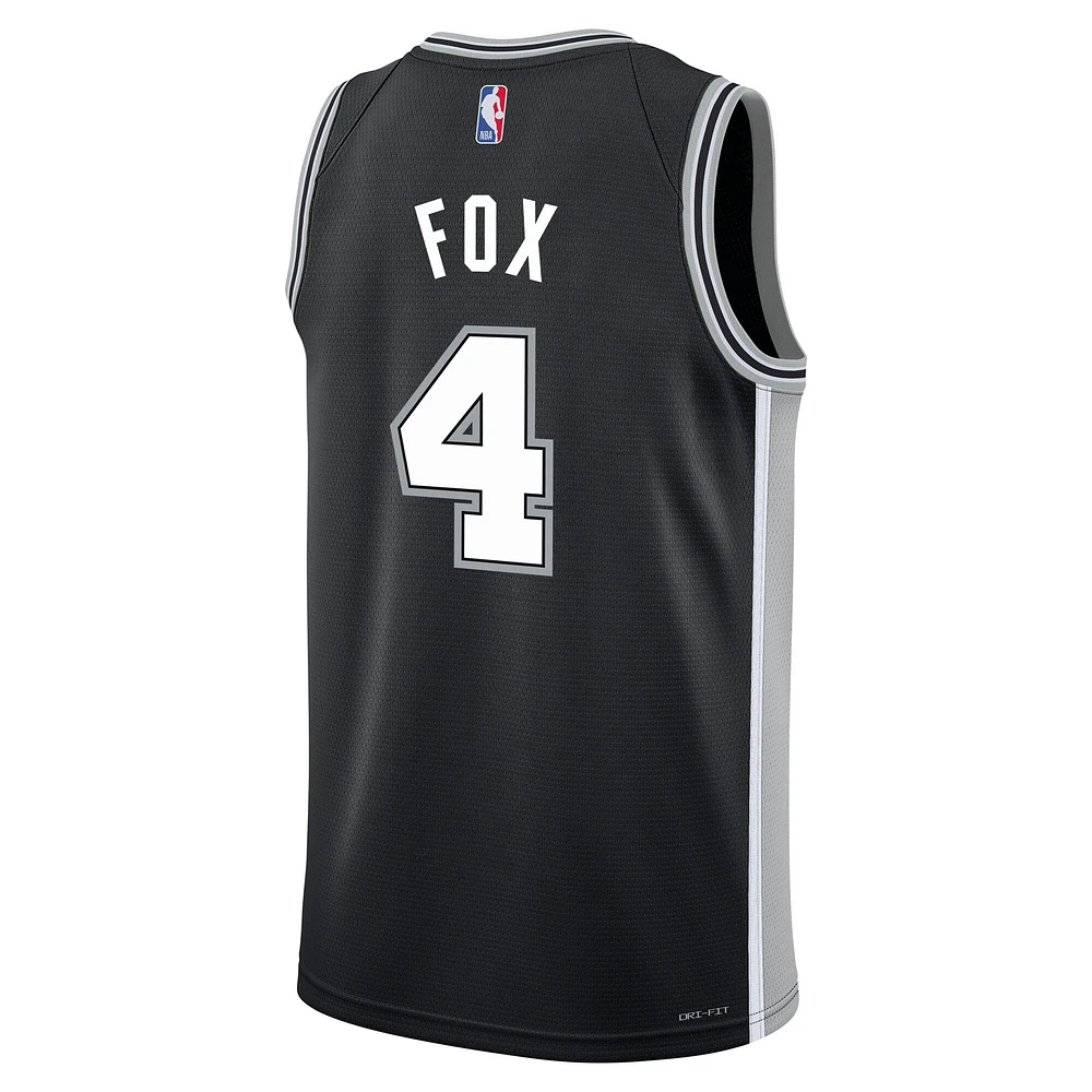 Youth Nike De'Aaron Fox Black San Antonio Spurs Swingman Jersey - Icon Edition