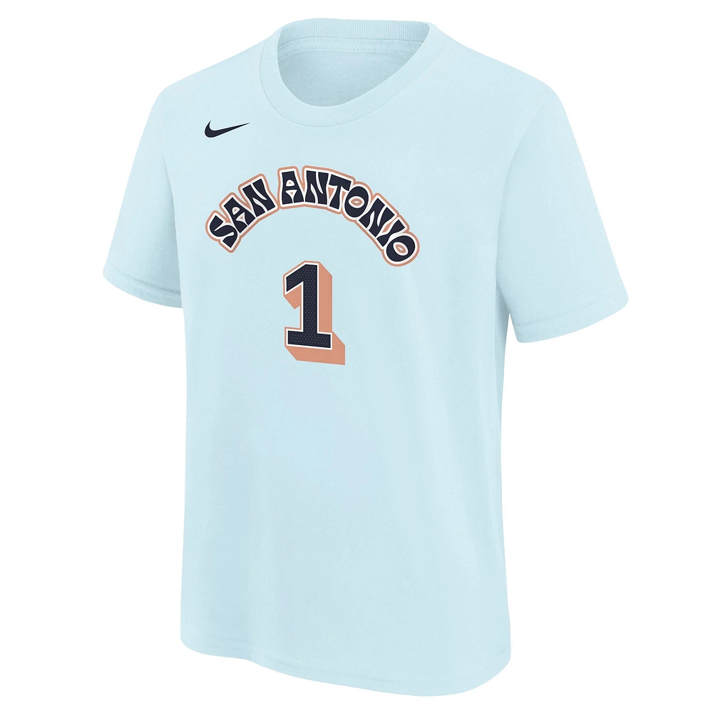 Youth Nike Victor Wembanyama Light Blue San Antonio Spurs 2024/25 City Edition Name & Number T-Shirt