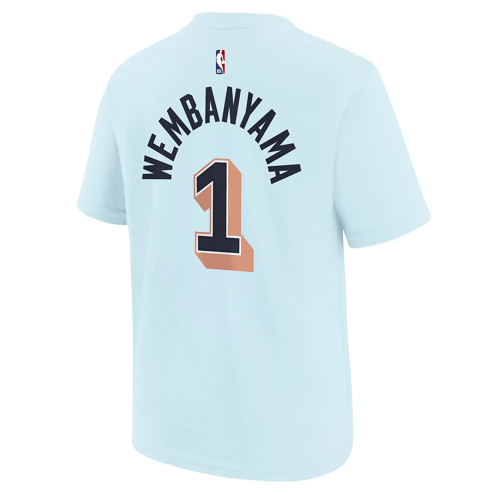 T-shirt Nike Victor Wembanyama bleu clair pour jeune San Antonio Spurs 2024/25 City Edition avec nom et numéro