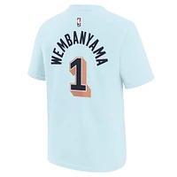 T-shirt Nike Victor Wembanyama bleu clair pour jeune San Antonio Spurs 2024/25 City Edition avec nom et numéro