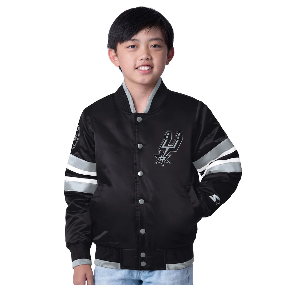 Veste à boutons-pression complète Scout Varsity de San Antonio Spurs pour jeunes Starter Black