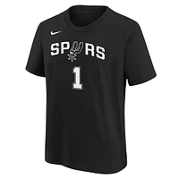 Youth Victor Wembanyama Black San Antonio Spurs Icon Name & Number T-Shirt