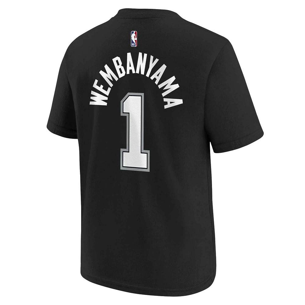 Youth Victor Wembanyama Black San Antonio Spurs Icon Name & Number T-Shirt