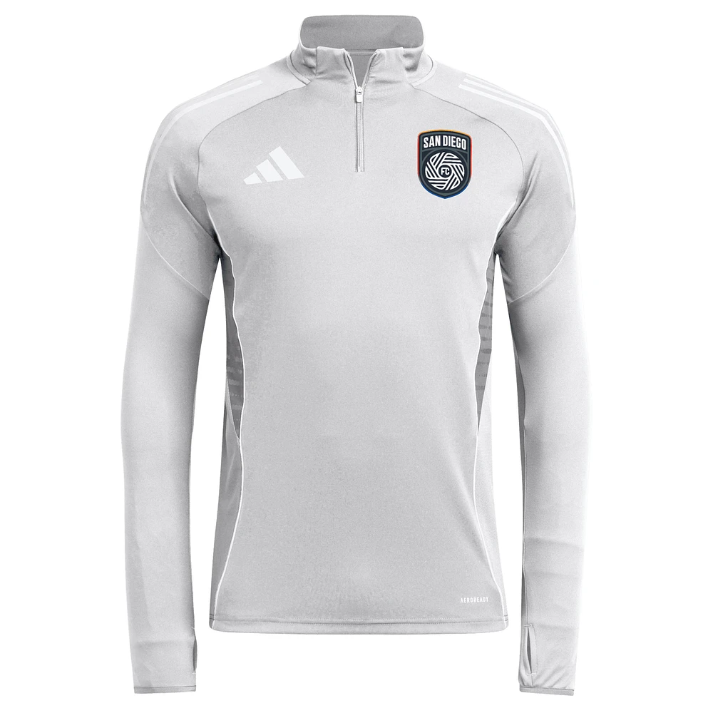 Men's adidas  Silver San Diego FC 2025 Quarter-Zip Long Sleeve Training Top