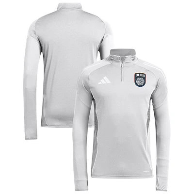 Men's adidas  Silver San Diego FC 2025 Quarter-Zip Long Sleeve Training Top