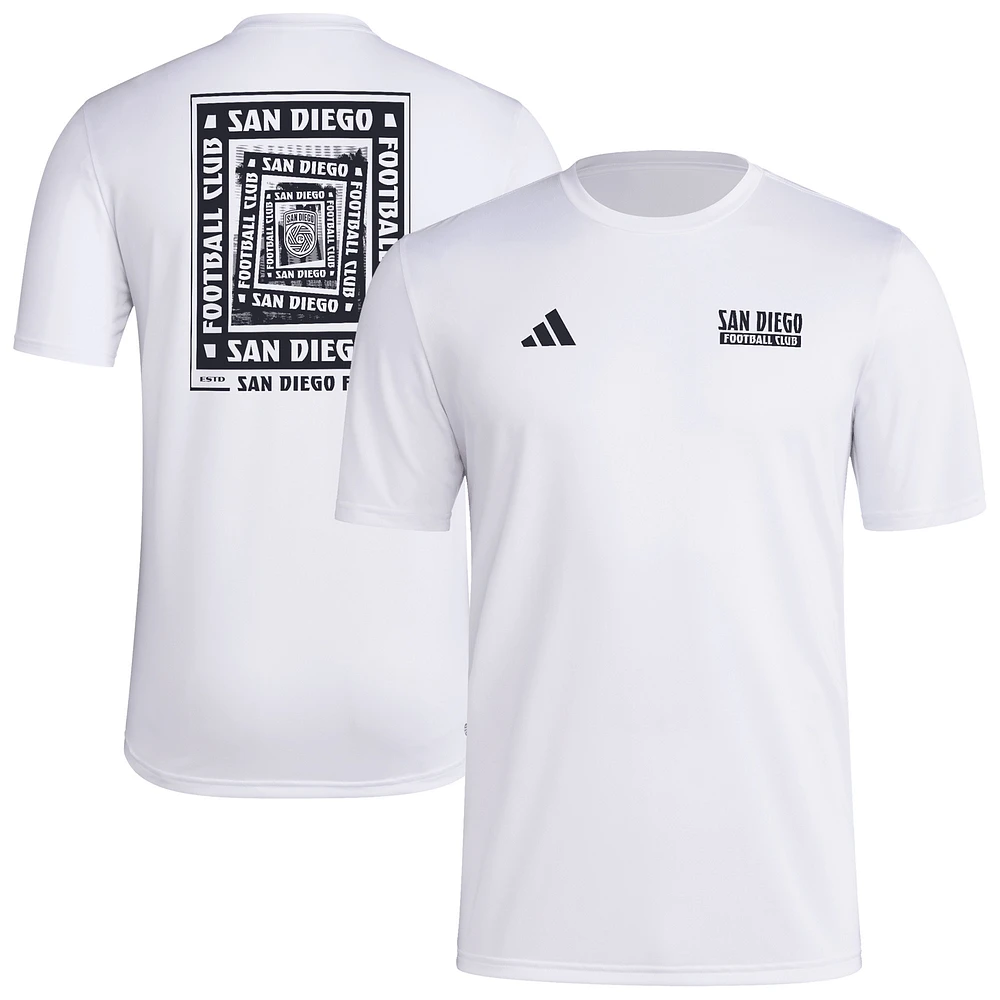 Men's adidas White San Diego FC Local Wrap T-Shirt