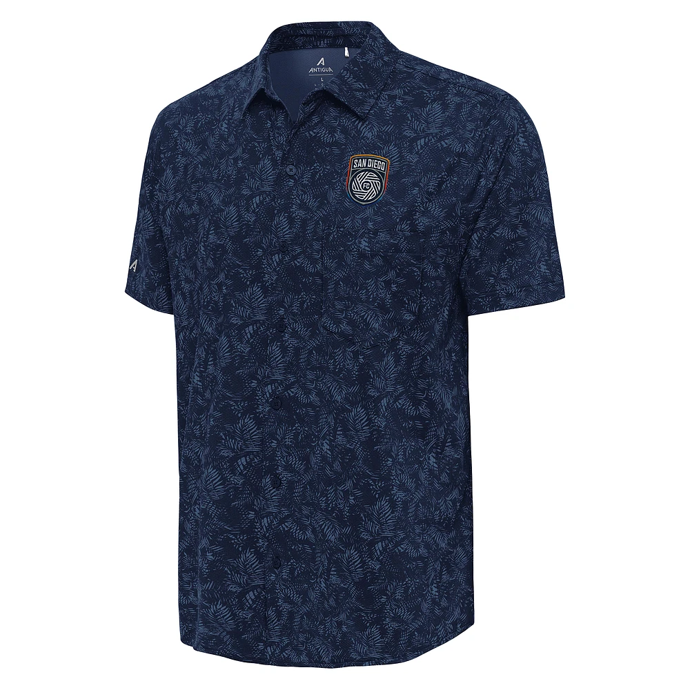 Men's Antigua  Navy San Diego FC Lush Woven Button-Up Top