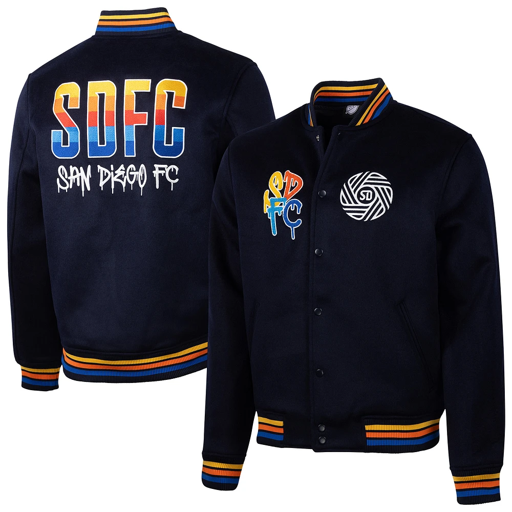 Veste universitaire en laine à boutons-pression San Diego FC Free Kick pour homme de Sport Design Sweden Navy