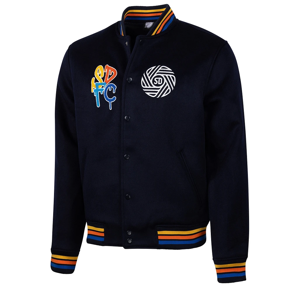 Veste universitaire en laine à boutons-pression San Diego FC Free Kick pour homme de Sport Design Sweden Navy