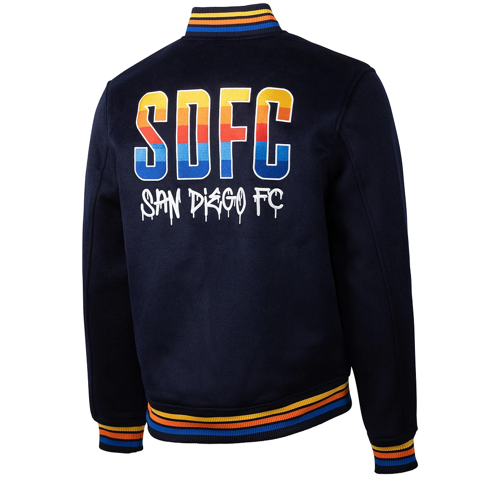 Veste universitaire en laine à boutons-pression San Diego FC Free Kick pour homme de Sport Design Sweden Navy
