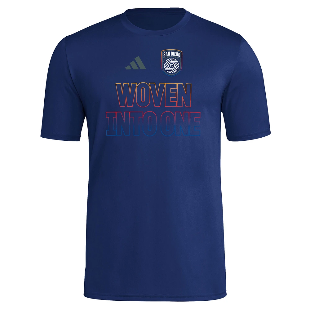 T-shirt adidas bleu marine San Diego FC 2025 Jersey Hook AEROREADY pour homme
