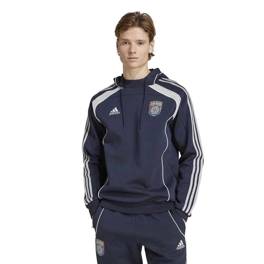 Men's adidas Navy San Diego FC 2025 Travel Pullover Hoodie