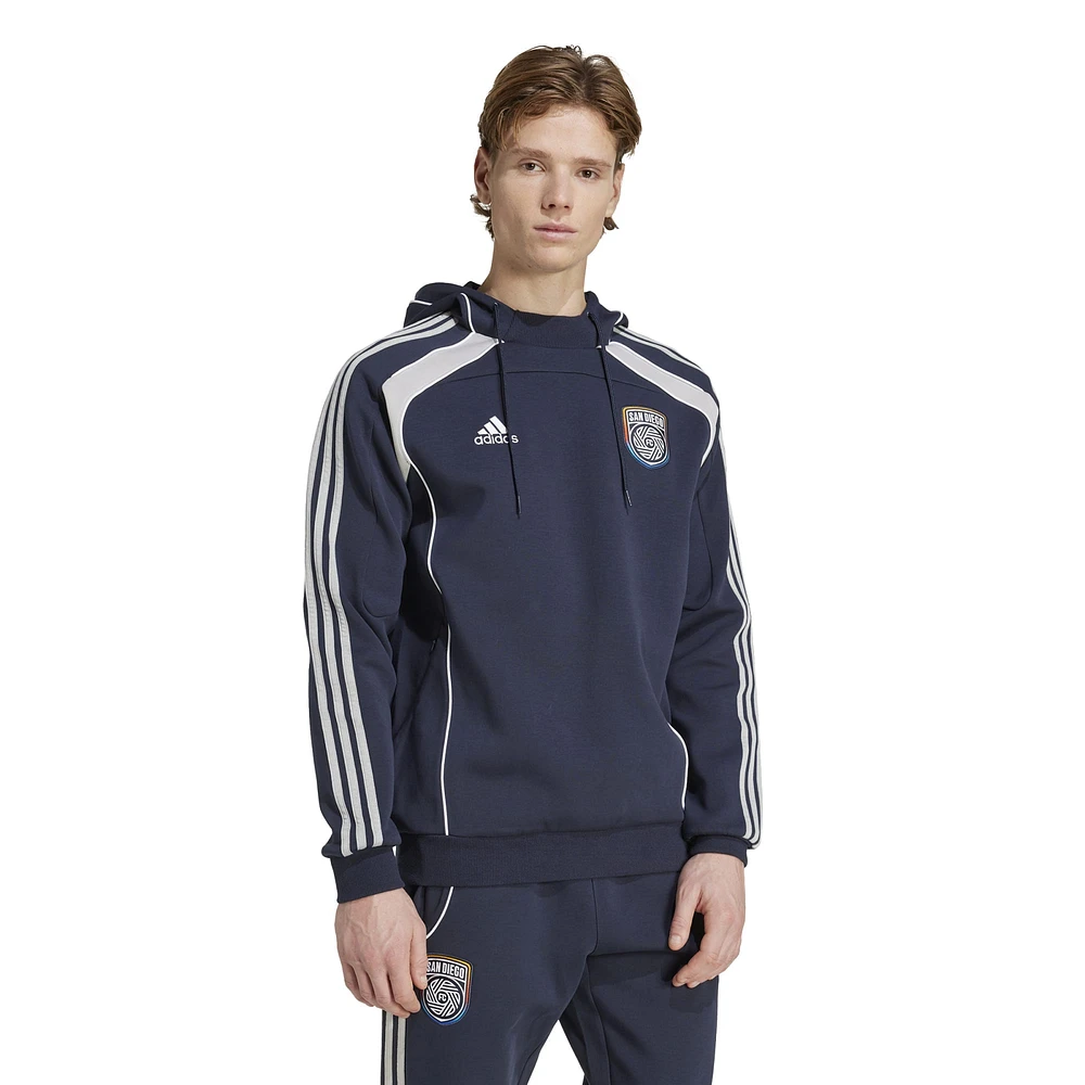 Men's adidas Navy San Diego FC 2025 Travel Pullover Hoodie